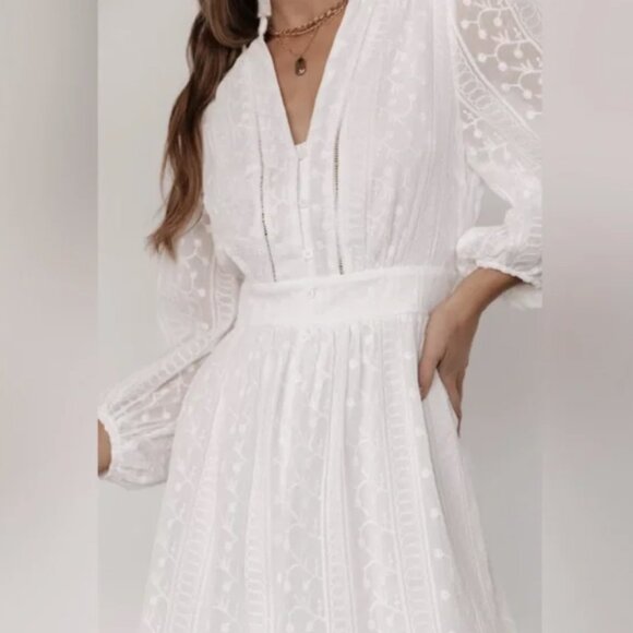 Baltic Born Harmony Embossed Mini Dress Size Large NWT Off White - Picture 2 of 12